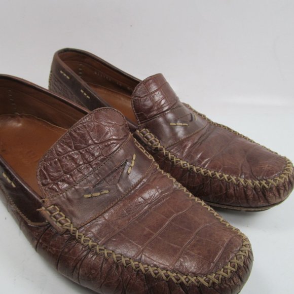 Stemar Mens Brown Leather Moc Toe Driving Penny Loafers Size US 8 1/2 - Picture 1 of 14